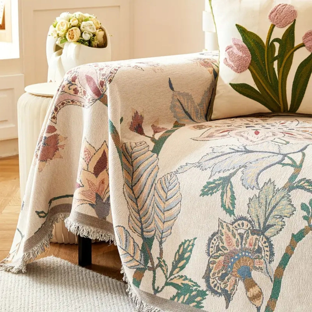 Amara Sofabezug - Wendbar, Blumenmuster, Weicher Chenille, Haustierfreundlich 4