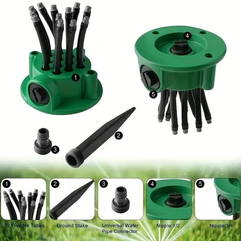 AquaSpray Garten Sprinkler - Automatisches 360-Grad-System, Robustes Kunststoffdesign 6