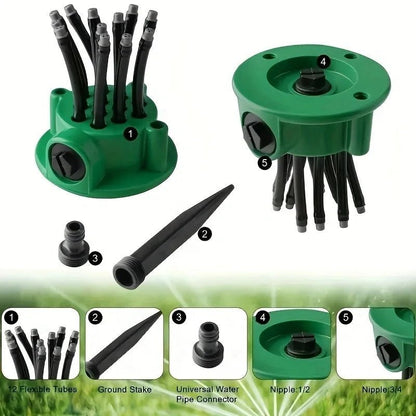 AquaSpray Garten Sprinkler - Automatisches 360-Grad-System, Robustes Kunststoffdesign 6