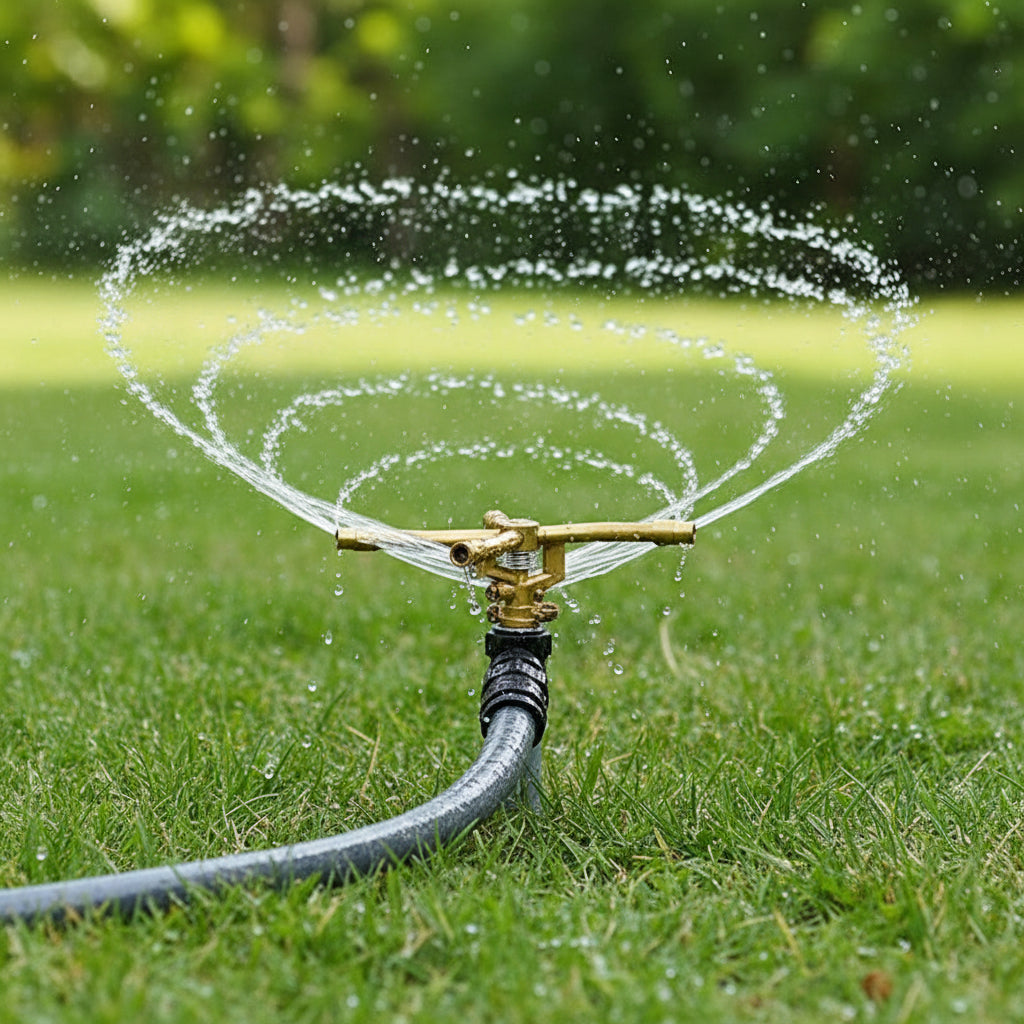 AquaSpray Gartensprinkler - Messing, 360° Bewässerung 1