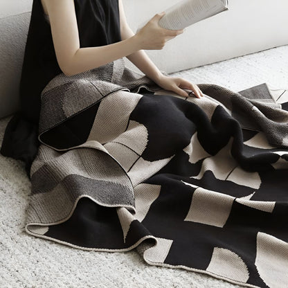 Arden Throw Blanket - Microfiber, Black and White Geometric Design 4