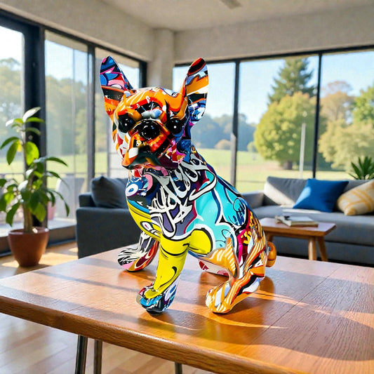 GraffitiBulldog™ - Bulldog Dekofigur - Pop Art Stil - Farbintensiver Blickfang