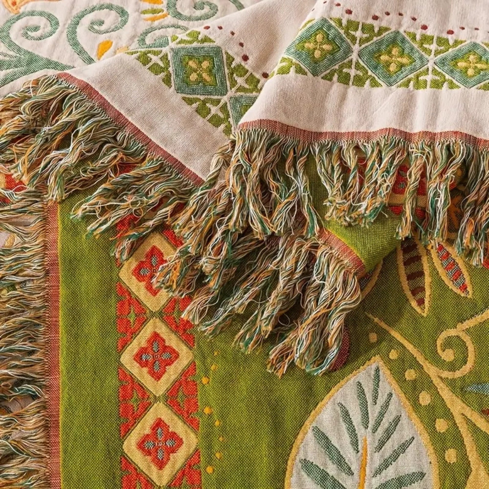AutumnBlanket™ - Baumwoll Decke - Boho Stil - Wendbares Blumen Design