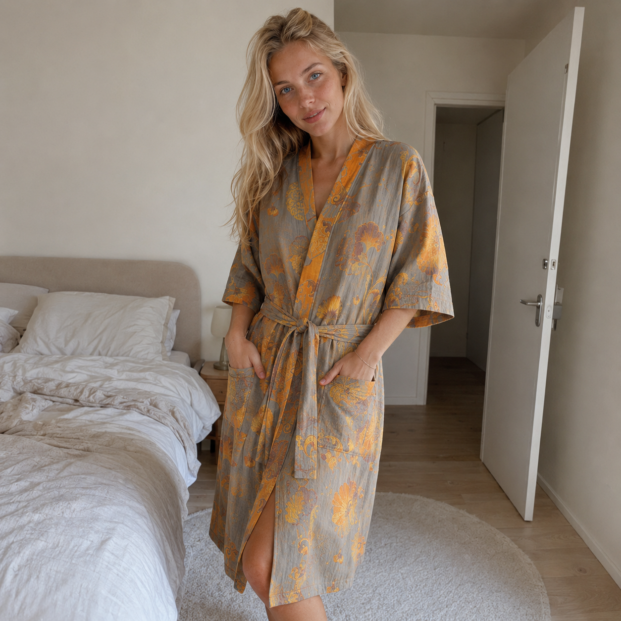 Bamboo Bademantel - 100% Baumwolle, Weich und Atmungsaktiv, Unisex