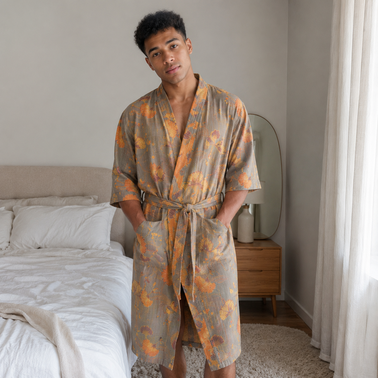 Bamboo Bademantel - 100% Baumwolle, Weich und Atmungsaktiv, Unisex