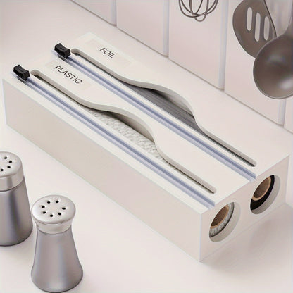 Bambora Folienspender - Bambus mit Integriertem Cutter, 2-in-1 Design 4