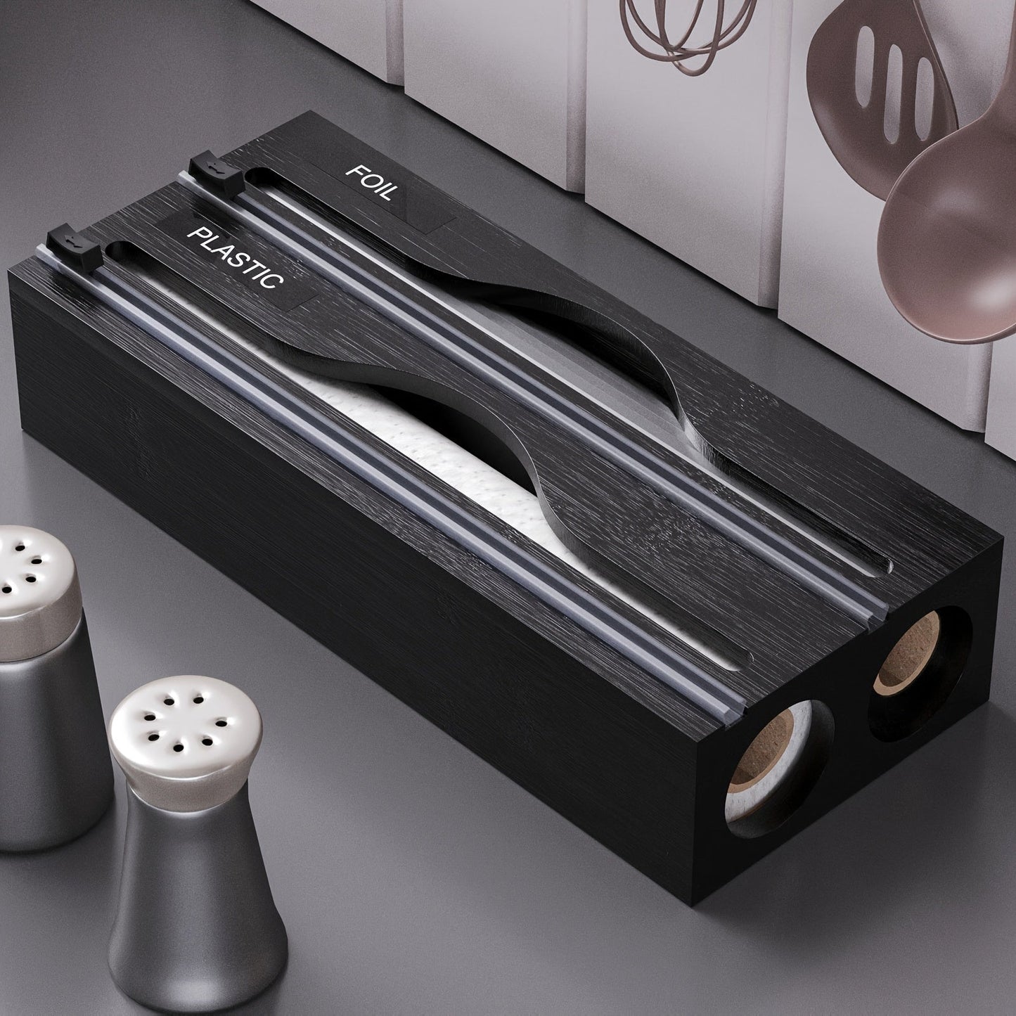 Bambora Folienspender - Bambus mit Integriertem Cutter, 2-in-1 Design 6