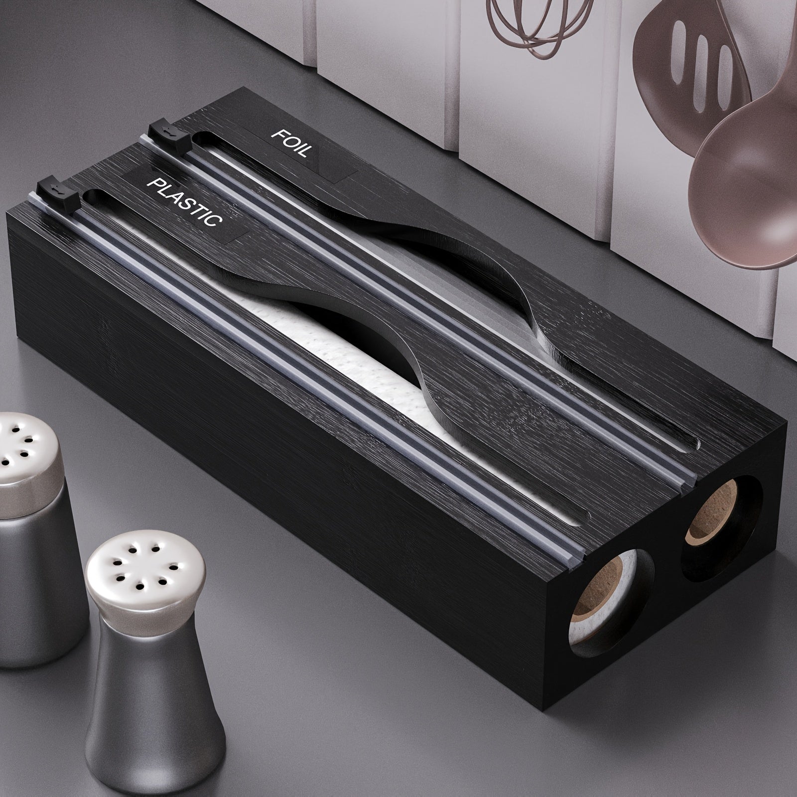 Bambora Folienspender - Bambus mit Integriertem Cutter, 2-in-1 Design 6