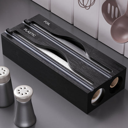 Bambora Folienspender - Bambus mit Integriertem Cutter, 2-in-1 Design 6