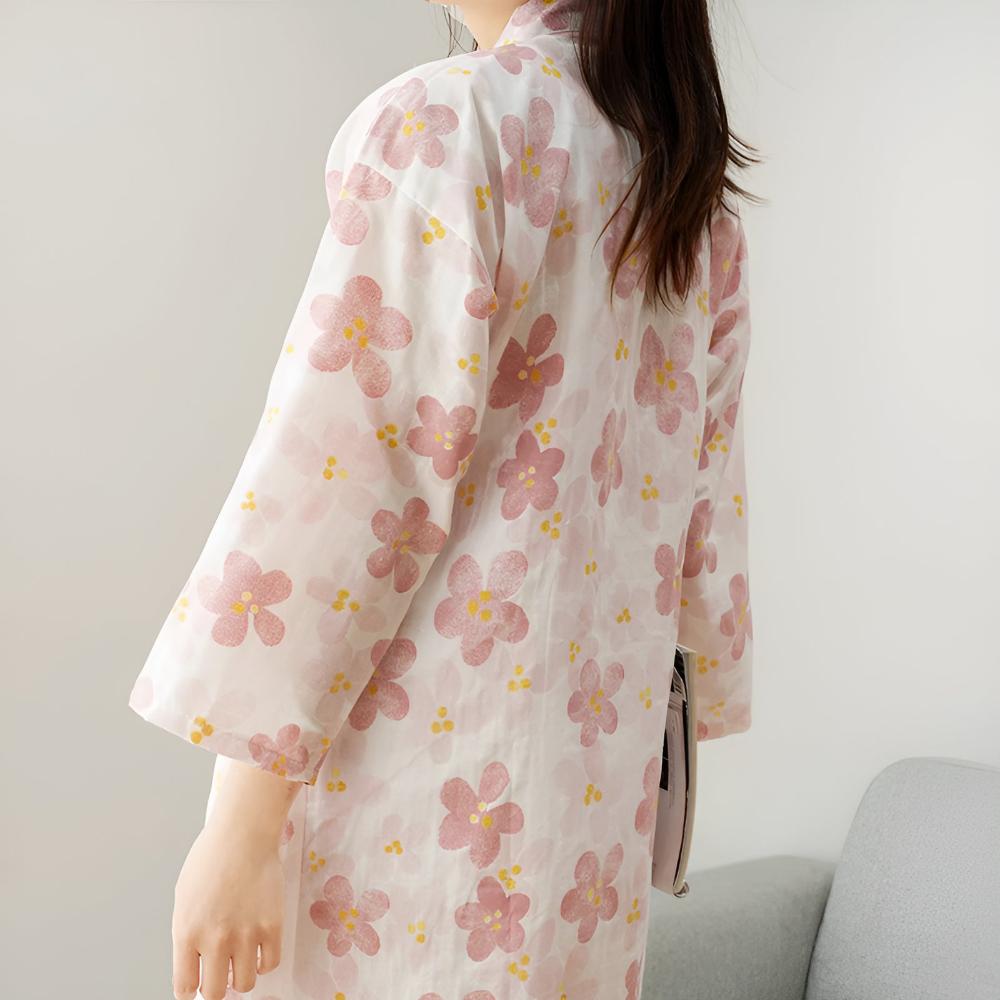 Bela Bademantel Damen - Baumwolle, Yukata-Stil mit Blumenmuster 2