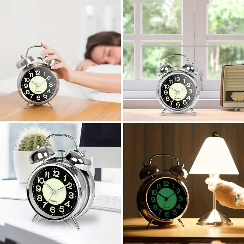Bellara Wecker - Analog Doppelklingel, Retro-Design mit Leuchtzifferblatt 5