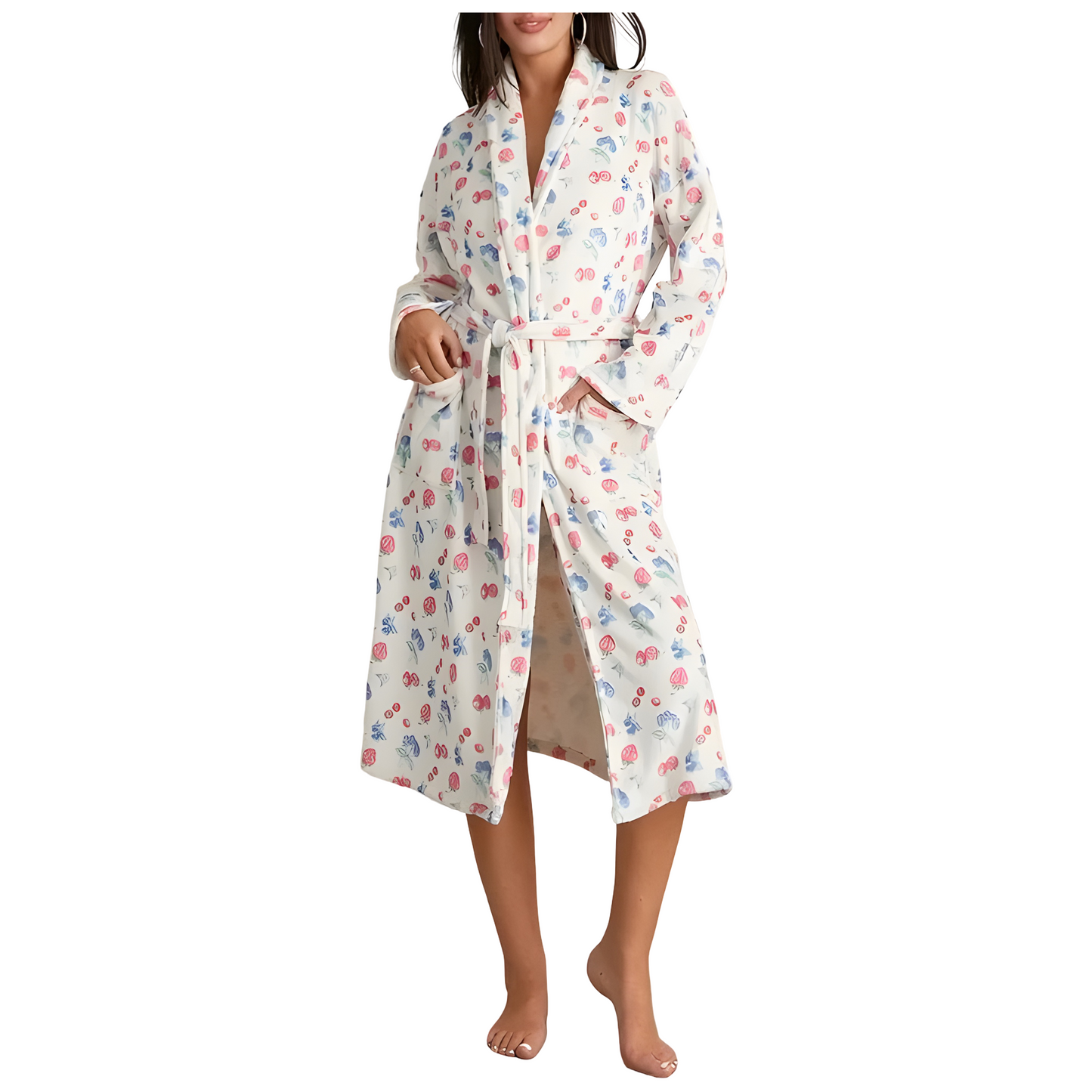 Bluma Bademantel Damen - Weicher Fleece mit Blumenmuster, Komfortabel 1