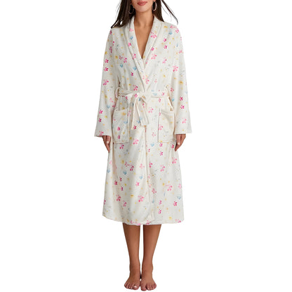 Bluma Bademantel Damen - Weicher Fleece mit Blumenmuster, Komfortabel 3