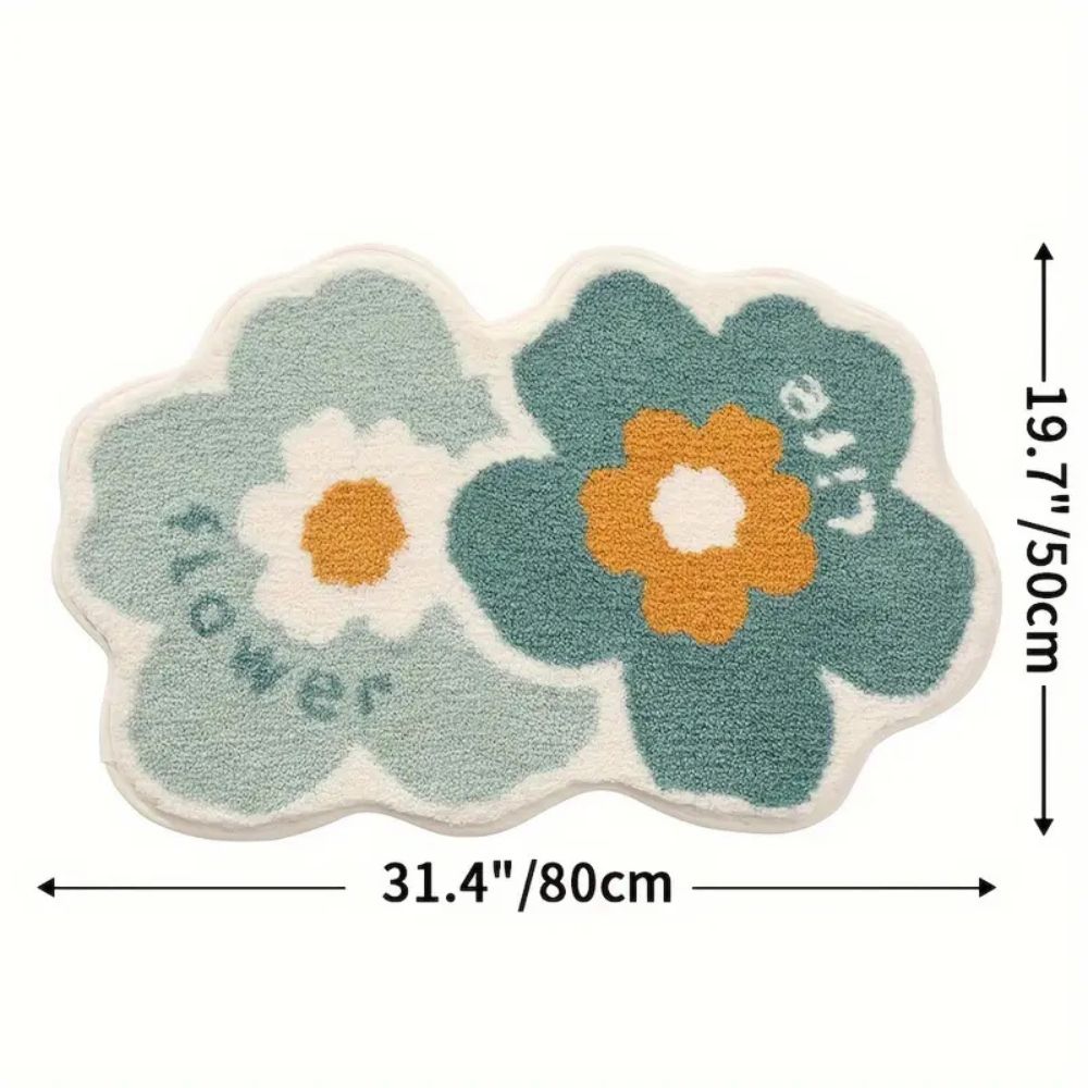 Blumige Badematte - Saugfähige Mikrofasermischung, Rutschfest 11