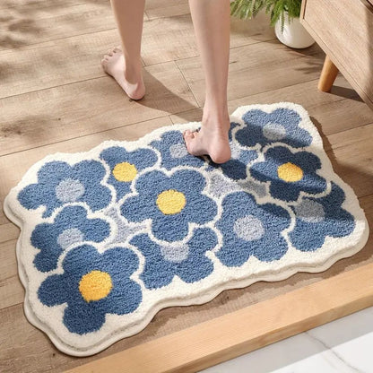 Blumige Badematte - Saugfähige Mikrofasermischung, Rutschfest 2
