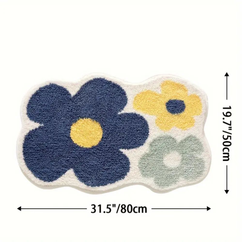 Blumige Badematte - Saugfähige Mikrofasermischung, Rutschfest 7