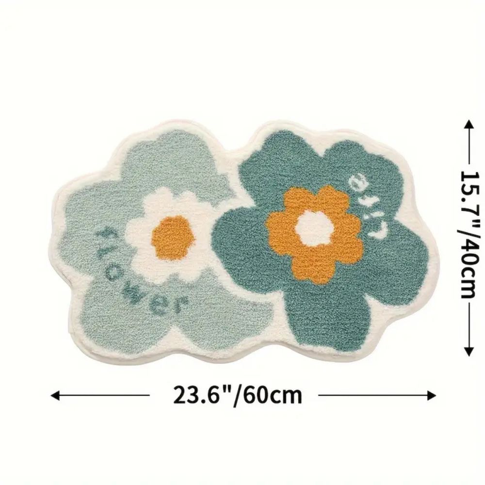 Blumige Badematte - Saugfähige Mikrofasermischung, Rutschfest 8