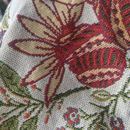 Blumiger Sofaüberwurf - Polyester-Baumwoll-Mischung mit Rustikalen Quasten 2