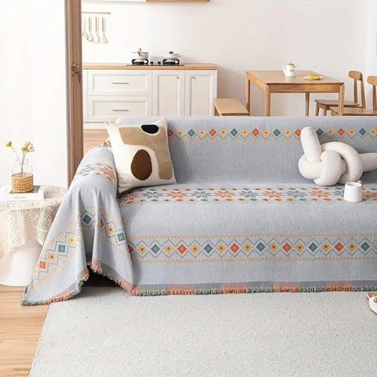 Bohara Sofabezug - Rutschfest, Mikrofasermischung, Boho-Design mit Quasten 0