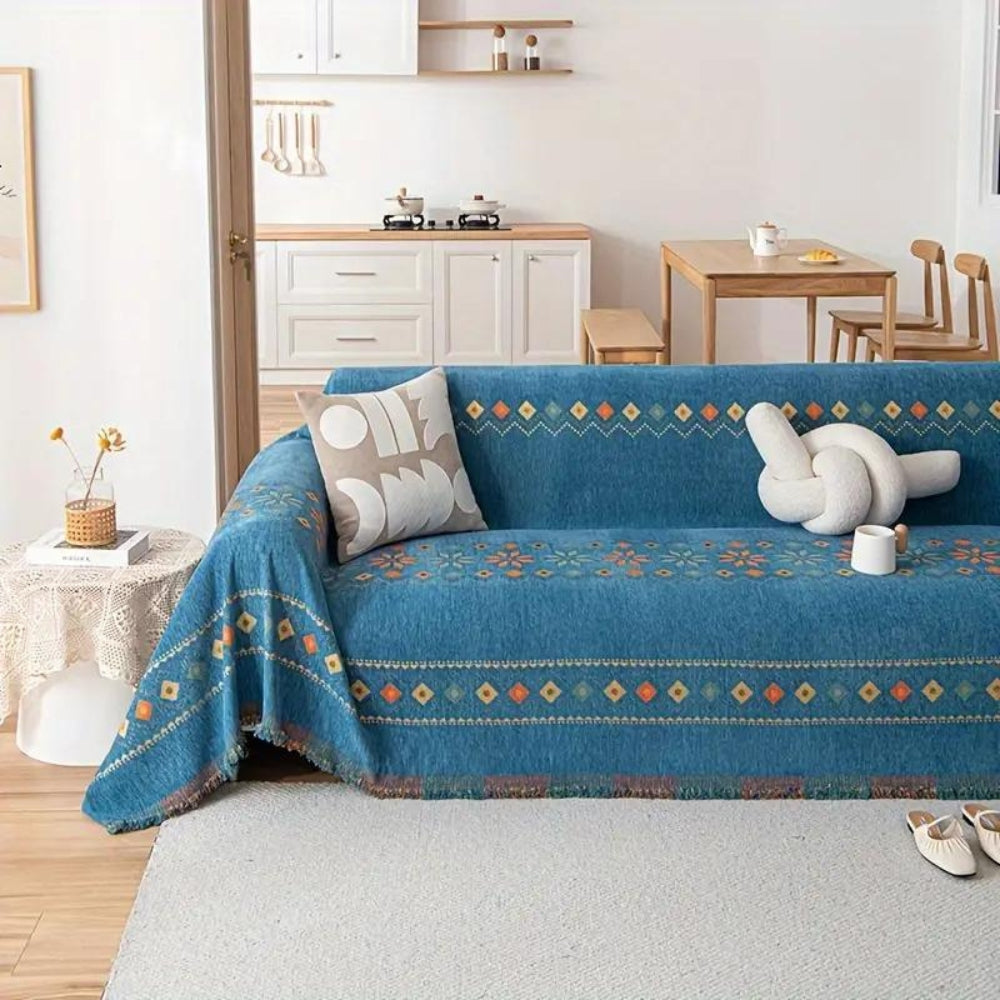 Bohara Sofabezug - Rutschfest, Mikrofasermischung, Boho-Design mit Quasten 1