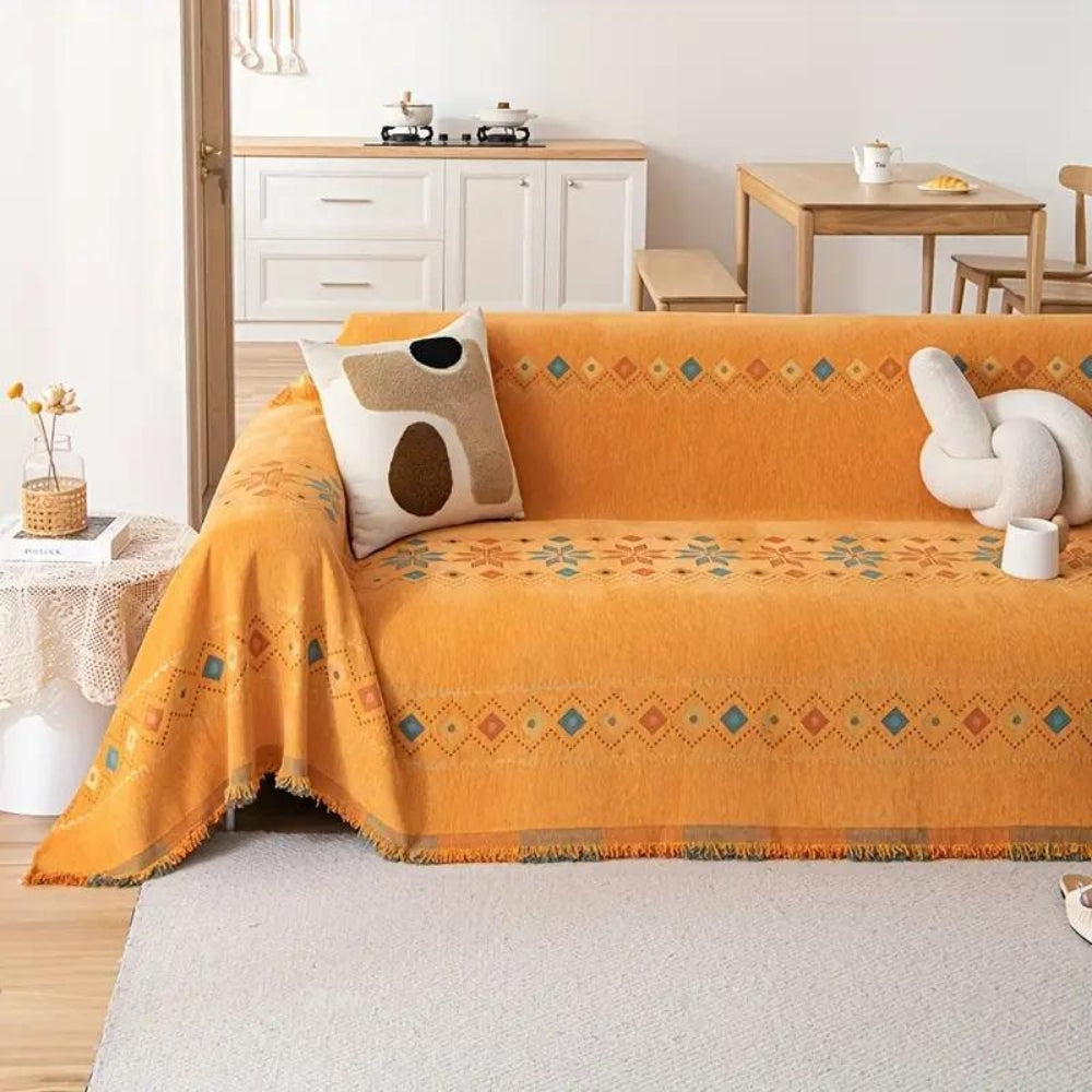 Bohara Sofabezug - Rutschfest, Mikrofasermischung, Boho-Design mit Quasten 2