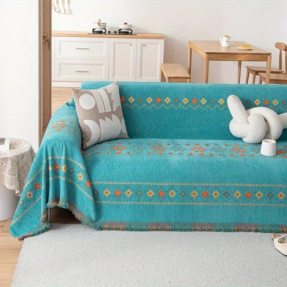 Bohara Sofabezug - Rutschfest, Mikrofasermischung, Boho-Design mit Quasten 3