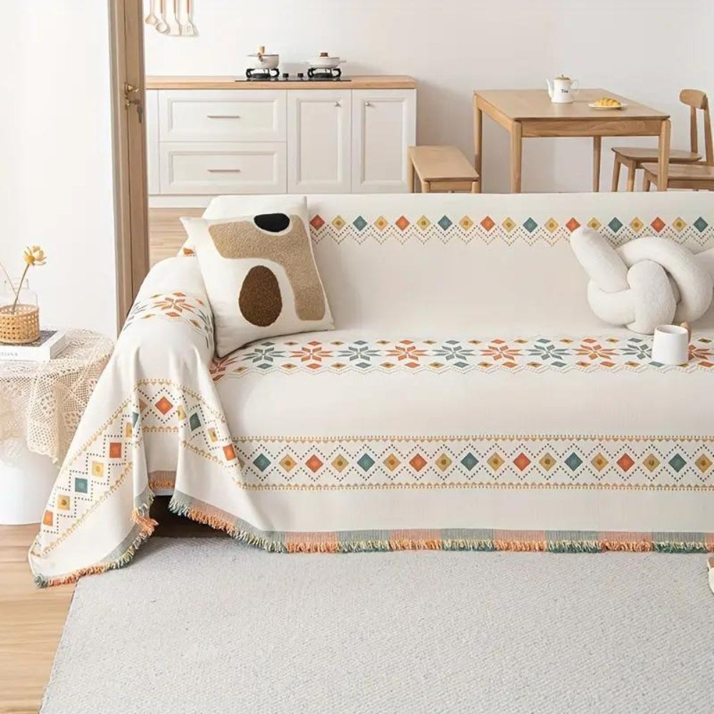 Bohara Sofabezug - Rutschfest, Mikrofasermischung, Boho-Design mit Quasten 4