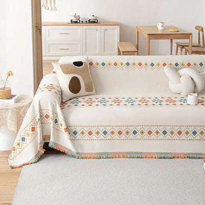 Bohara Sofabezug - Rutschfest, Mikrofasermischung, Boho-Design mit Quasten 4