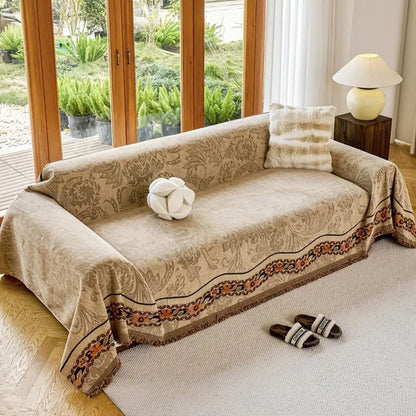 Bohéme Sofaüberwurf - Weicher Chenille, Florale Quasten 3