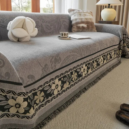 Bohéme Sofaüberwurf - Weicher Chenille, Florale Quasten 5