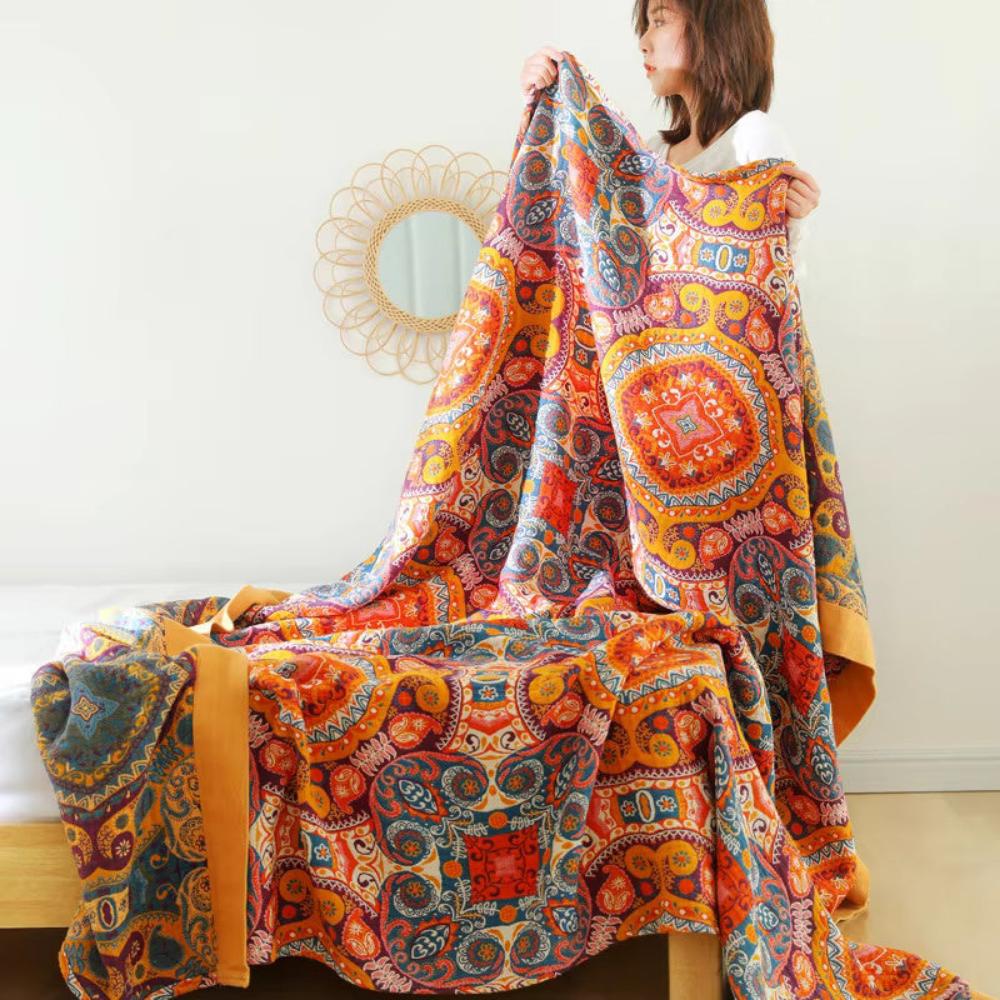 Boreal Wohndecke - Wendbare Baumwolle, Boho-Design 1