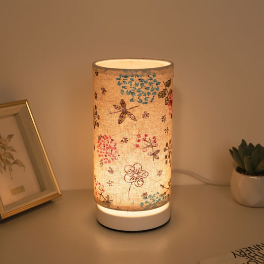 Bota Tischlampe - Stoff mit Blumenmuster, Vintage-Charme für Nachttisch oder Schreibtisch 0