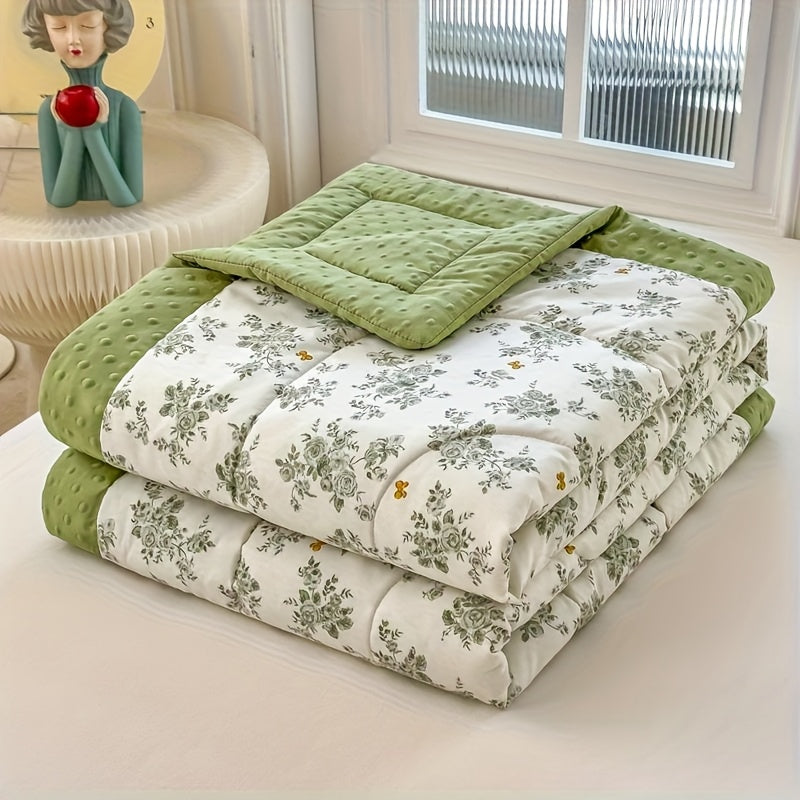 Breezy Sommerdecke - Atmungsaktives Polyester, Blumenmuster für kühlenden Schlafkomfort 0