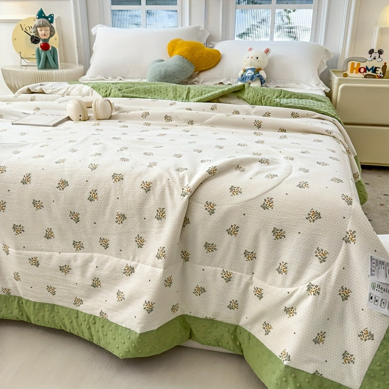 Breezy Sommerdecke - Atmungsaktives Polyester, Blumenmuster für kühlenden Schlafkomfort 1