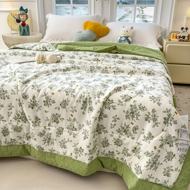 Breezy Sommerdecke - Atmungsaktives Polyester, Blumenmuster für kühlenden Schlafkomfort 2