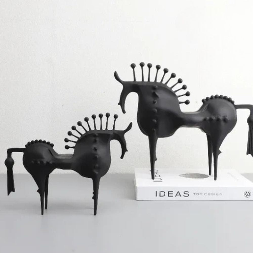 Brenor Metall Skulptur - Abstraktes Pferdedesign, Schwarz 1