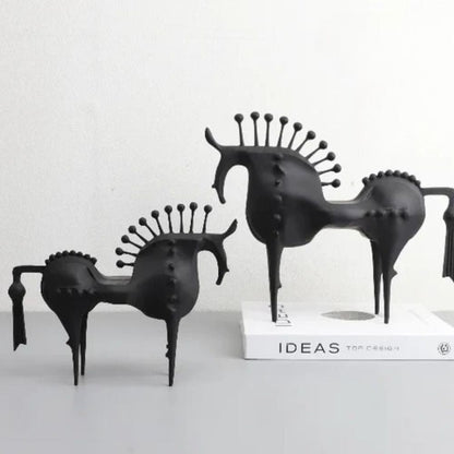 Brenor Metall Skulptur - Abstraktes Pferdedesign, Schwarz 1