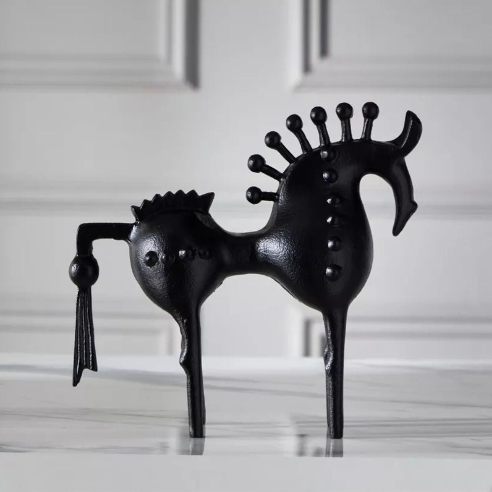 Brenor Metall Skulptur - Abstraktes Pferdedesign, Schwarz 2