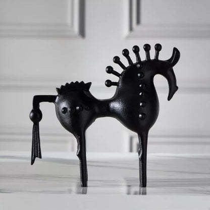 Brenor Metall Skulptur - Abstraktes Pferdedesign, Schwarz 2