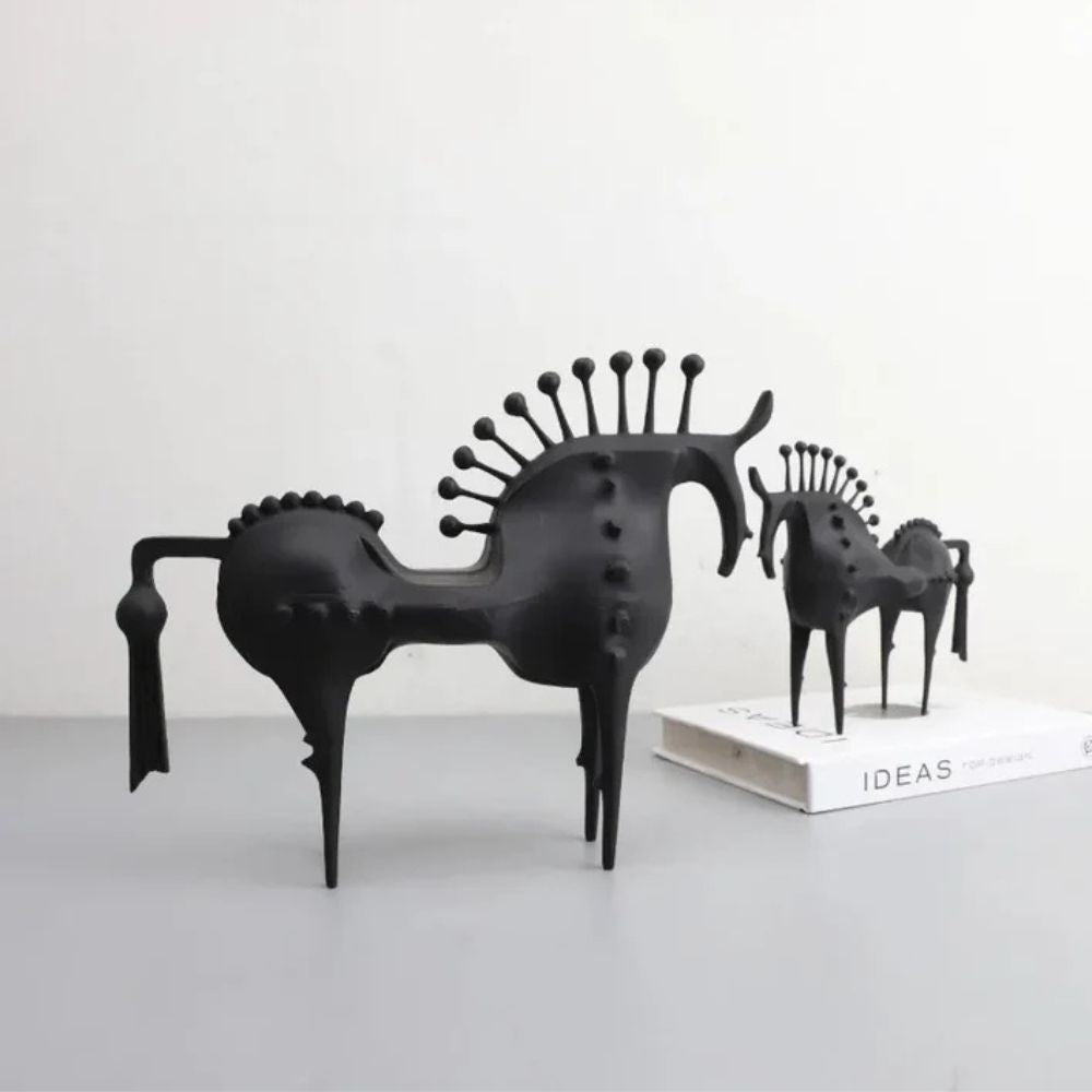Brenor Metall Skulptur - Abstraktes Pferdedesign, Schwarz 3