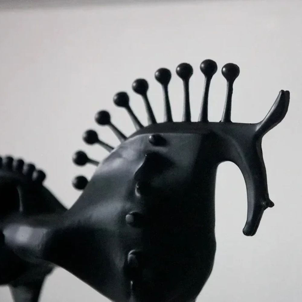 Brenor Metall Skulptur - Abstraktes Pferdedesign, Schwarz 4