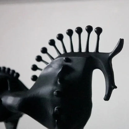 Brenor Metall Skulptur - Abstraktes Pferdedesign, Schwarz 4