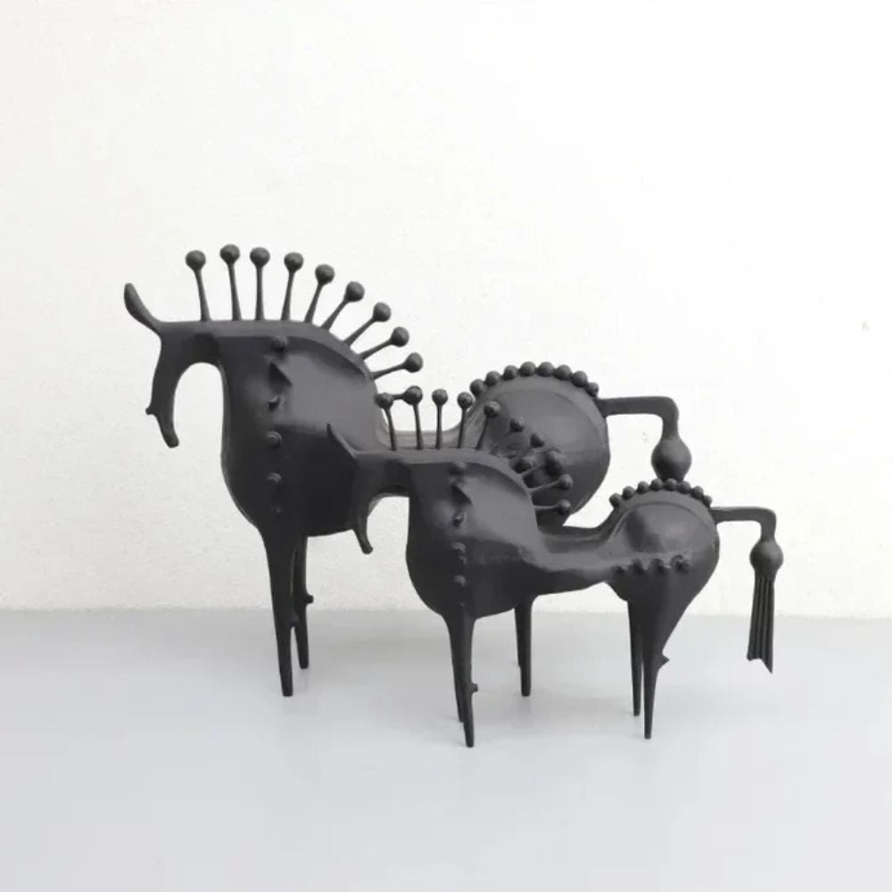Brenor Metall Skulptur - Abstraktes Pferdedesign, Schwarz 5