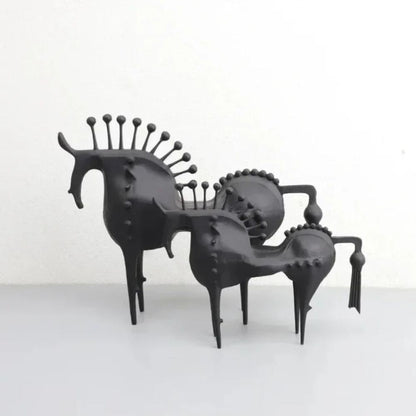 Brenor Metall Skulptur - Abstraktes Pferdedesign, Schwarz 5