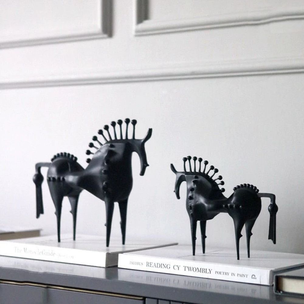 Brenor Metall Skulptur - Abstraktes Pferdedesign, Schwarz 7