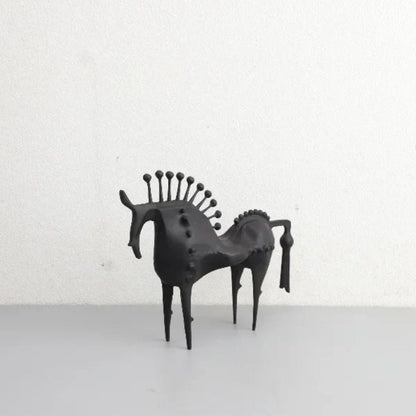 Brenor Metall Skulptur - Abstraktes Pferdedesign, Schwarz 8