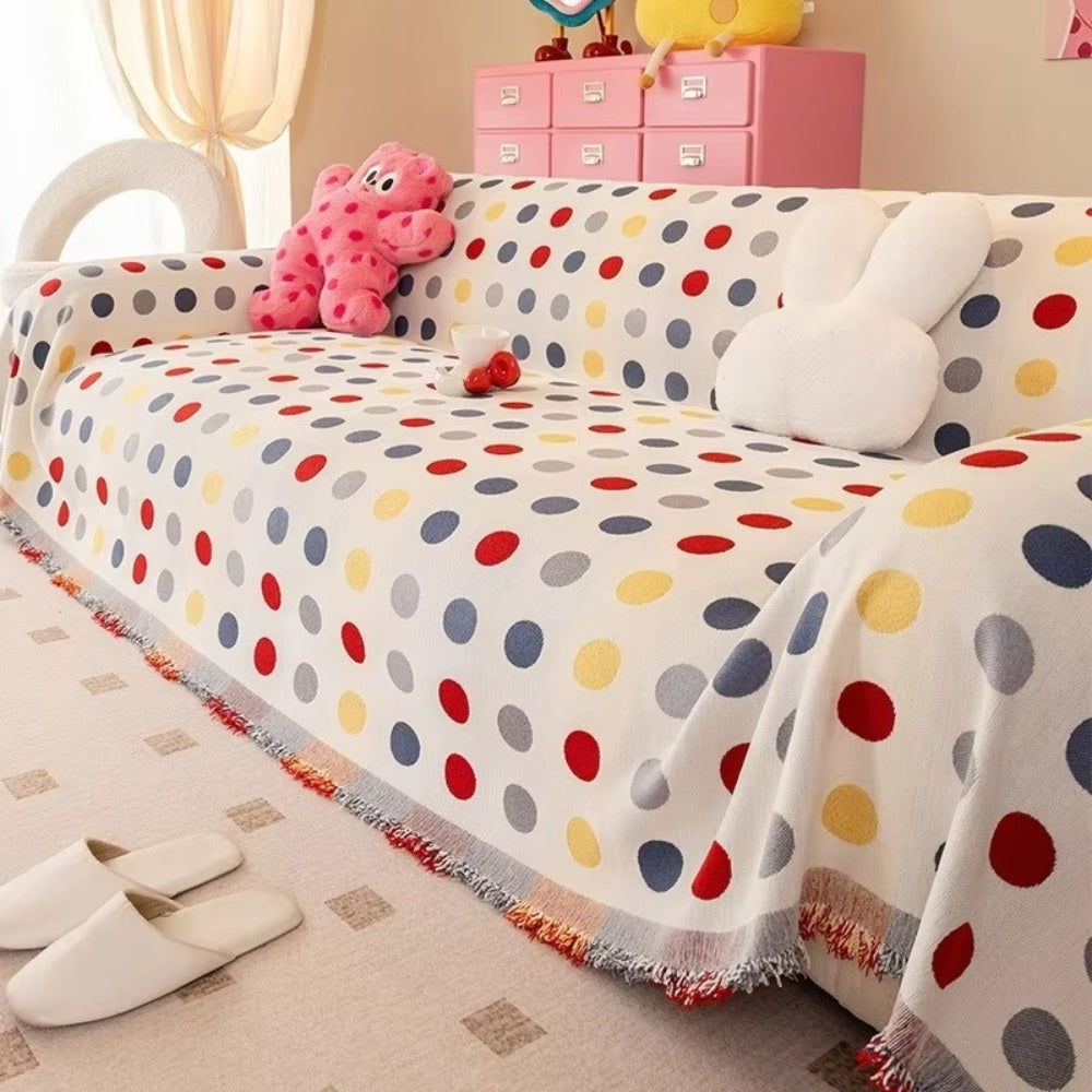 Buntino Sofabezug - Mikrofasermischung, Bunte Polka-Dots 1