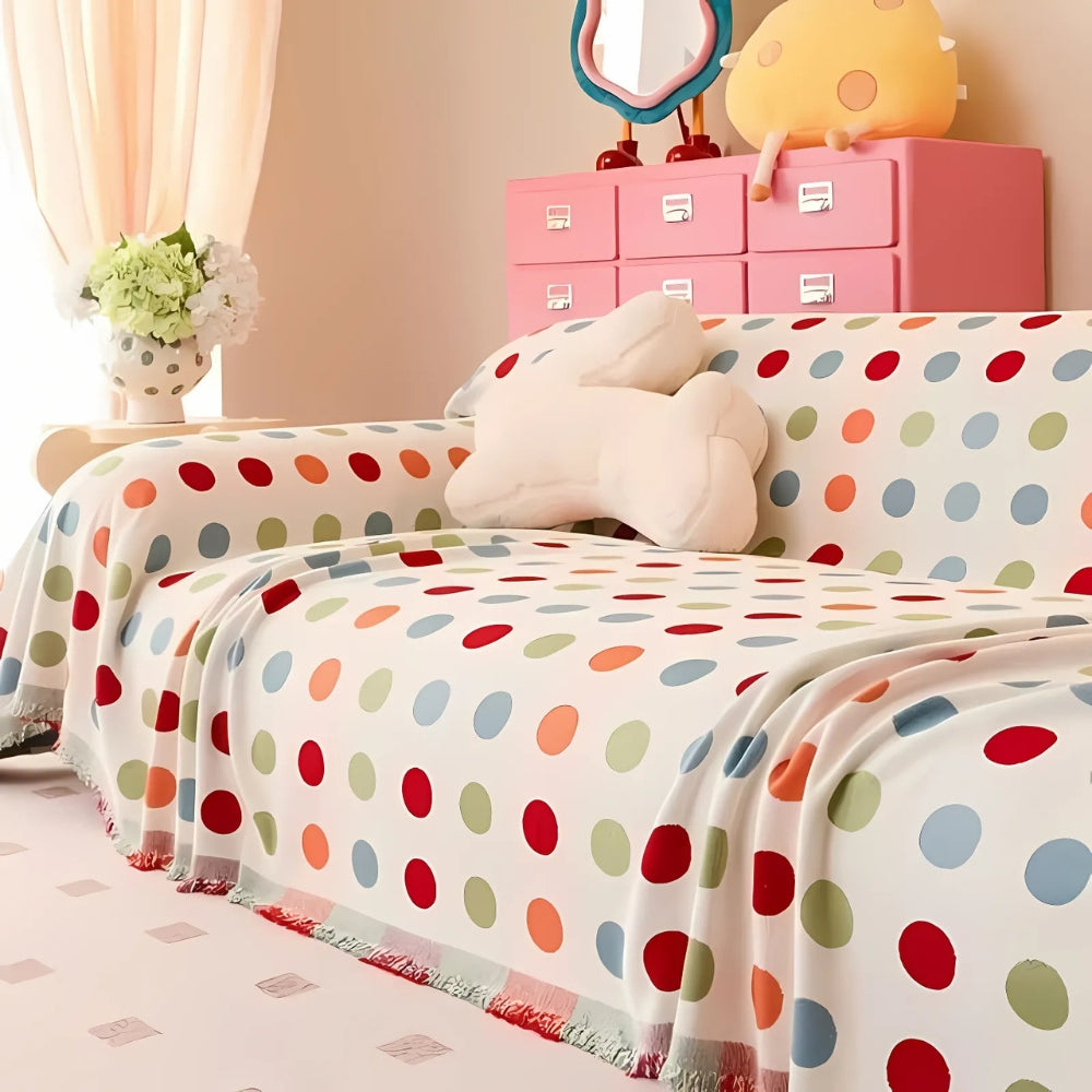 Buntino Sofabezug - Mikrofasermischung, Bunte Polka-Dots 3