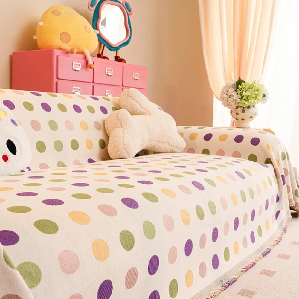 Buntino Sofabezug - Mikrofasermischung, Bunte Polka-Dots 5