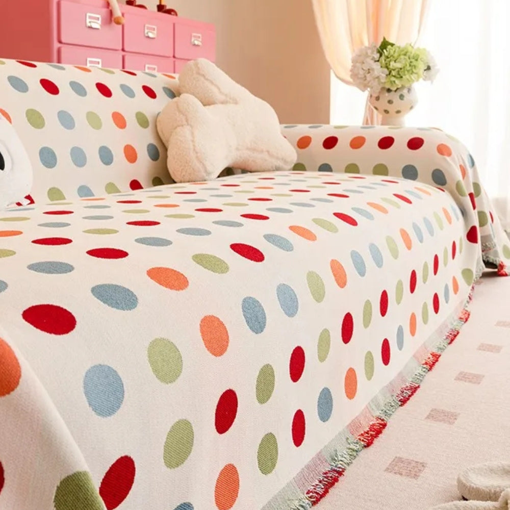 Buntino Sofabezug - Mikrofasermischung, Bunte Polka-Dots 6